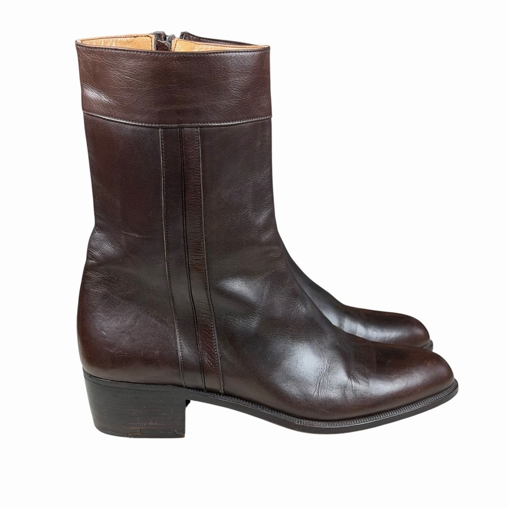 Cesare Paciotti Men's Brown Leather Zip Boots‎ Classic Elegant Made in Italy 7.5